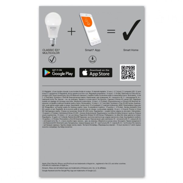 3 Becuri LED RGB inteligent Ledvance SMART+ WiFi Classic Multicolour