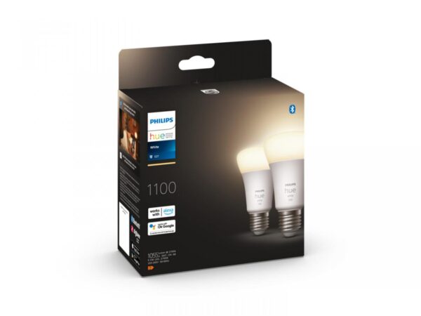 2 Becuri LED inteligente Philips Hue A60, Bluetooth, E27, 9.5W