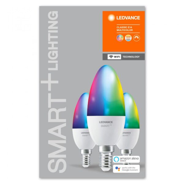 3 Becuri LED RGB inteligent Ledvance SMART+ WiFi Candle Multicolour