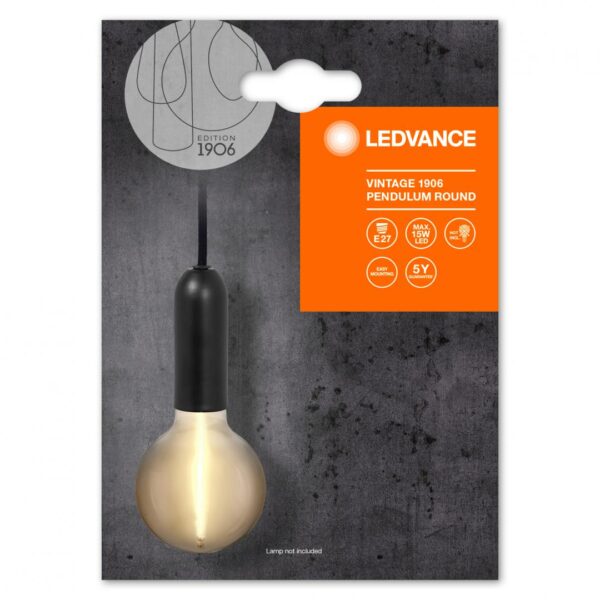 Pendul Ledvance Vintage 1906 Round Negru, E27, max. 15W LED,