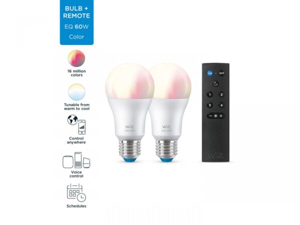 Pachet 2 Becuri LED RGB inteligente WiZ Connected Colors A60,