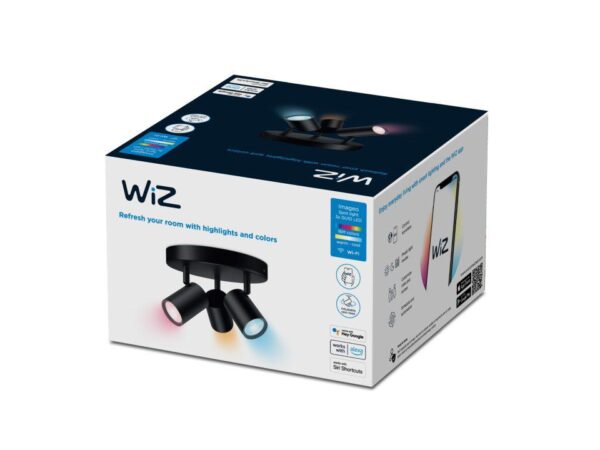 Spot LED RGB WiZ Imageo, Wi-Fi, Bluetooth, control vocal, 3xGU10,