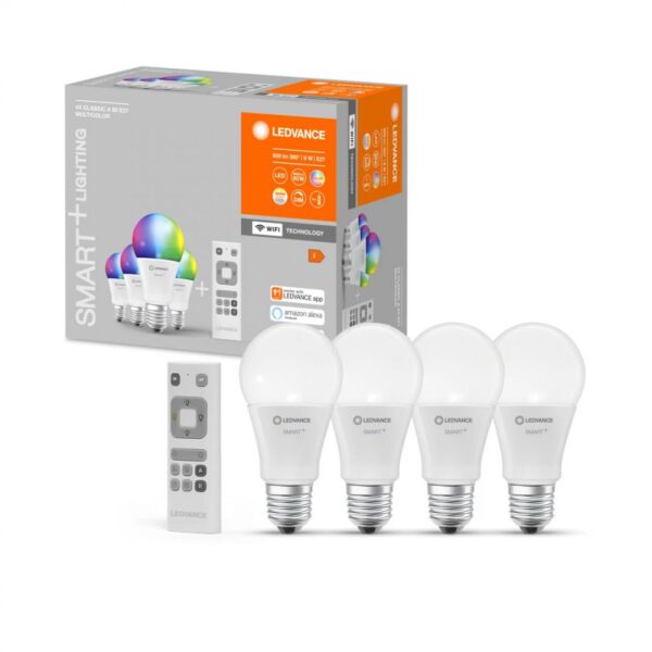 Pachet 4 Becuri LED RGB inteligente Ledvance SMART+ WiFi Classic - Image 3
