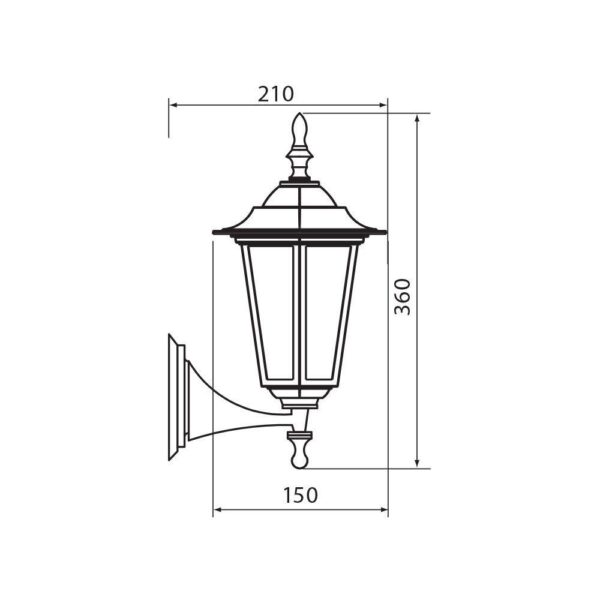 Aplica tip felinar Vivalux MARIBOR UP, E27, max. 1x60W, IP44,