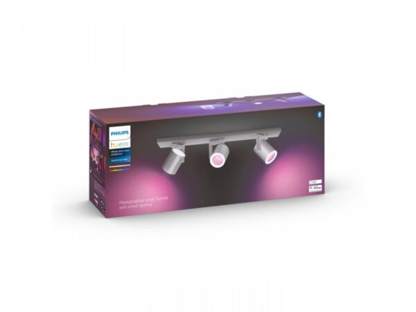 Spot LED RGB Triplu Philips Hue Argenta, Bluetooth, 3xGU10, 3x5.7W,