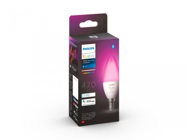 Bec LED RGB inteligent Philips Hue B39, Bluetooth, E14, 5.3W,