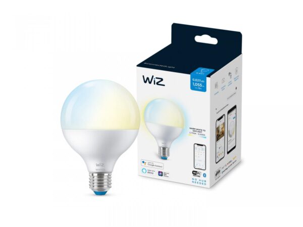Bec LED inteligent WiZ Connected Whites G95, Wi-Fi, E27, 11W