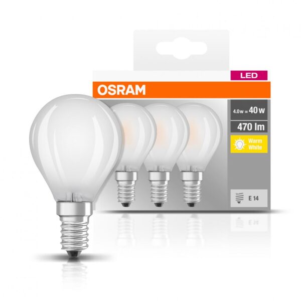 3 Becuri LED Osram Base Classic P, E14, 4W (40W),