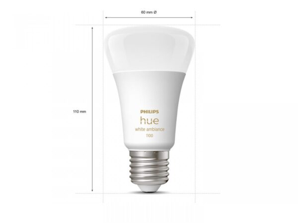 2 Becuri LED inteligente Philips Hue A60, Bluetooth, E27, 8W