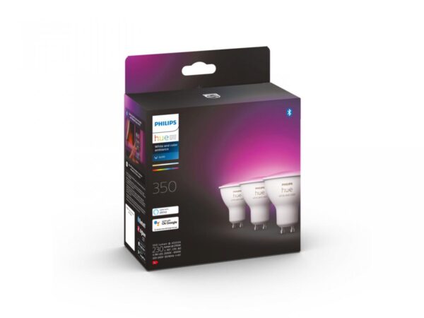 3 Becuri LED RGB inteligente Philips Hue Spot, Bluetooth, GU10,