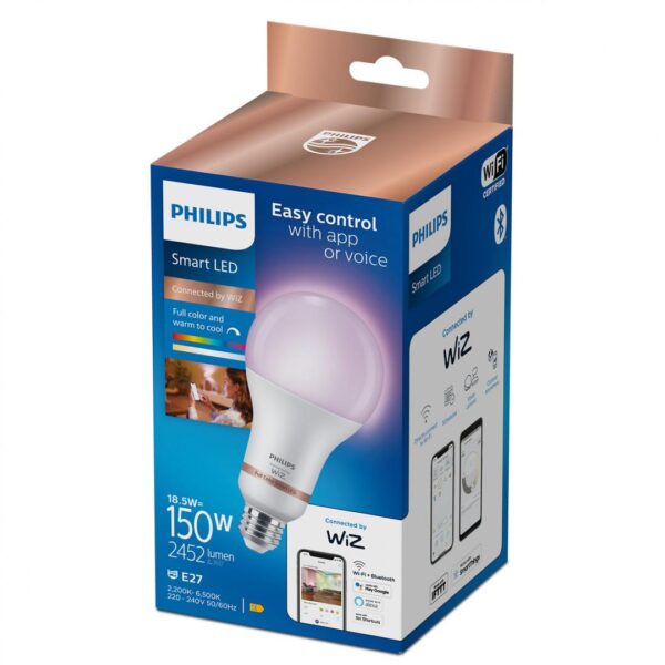 Bec LED RGB inteligent Philips Bulb A80, Wi-Fi, Bluetooth, E27,