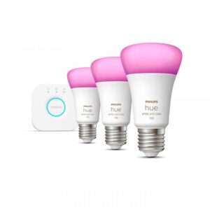 Pachet 3 Becuri LED RGB inteligente Philips Hue A60, Bluetooth,