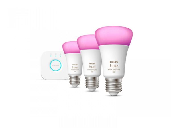 Pachet 3 Becuri LED RGB inteligente Philips Hue A60, Bluetooth,
