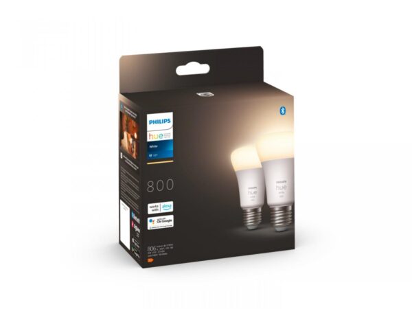 2 Becuri LED inteligente Philips Hue A60, Bluetooth, E27, 9W