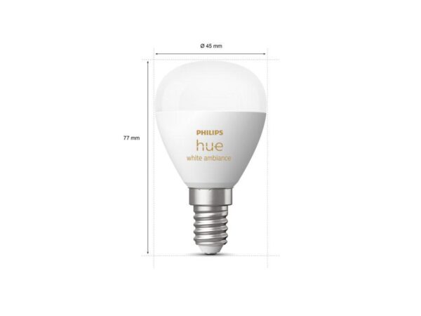 2 Becuri LED inteligente Philips Hue P45, Bluetooth, E14, 5.1W,
