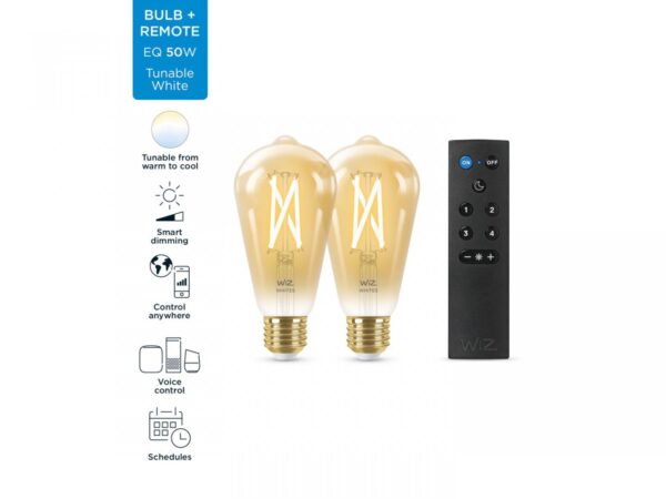 Pachet 2 Becuri LED inteligente vintage (decorative) WiZ Connected Filament