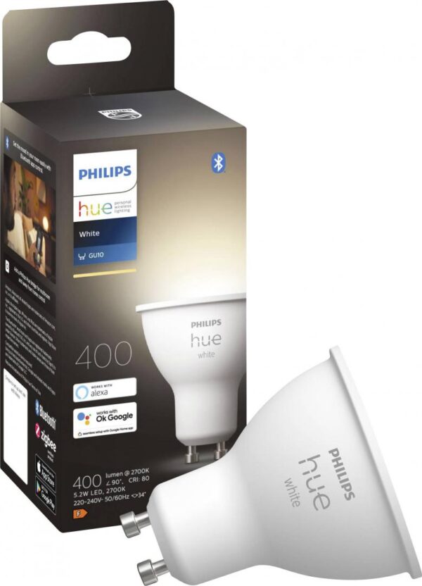 Bec LED inteligent Philips Hue Spot, Bluetooth, GU10, 5.2W (57W),