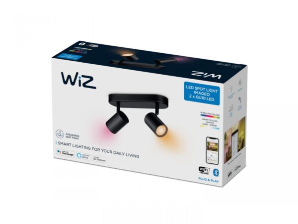 Spot LED RGB WiZ Imageo, Wi-Fi, Bluetooth, 2x4.9W, 690 lm,