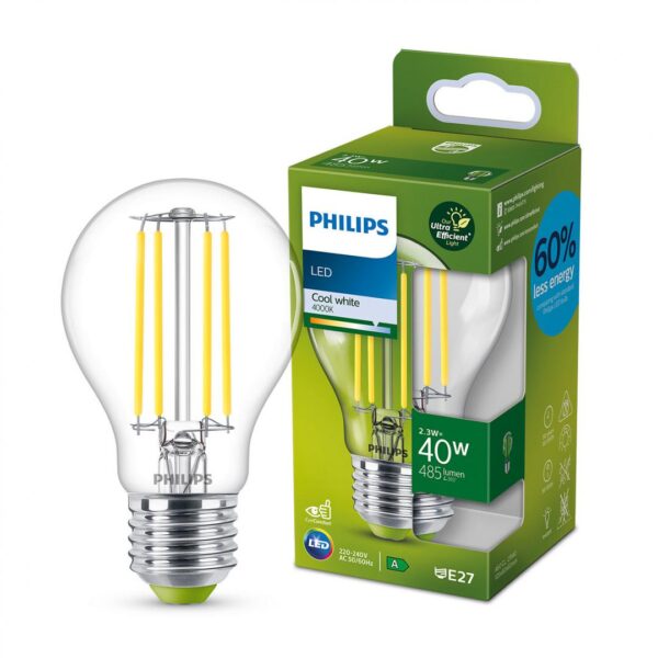 Bec LED Philips Classic A60, Ultra Efficient Light, E27, 2.3W