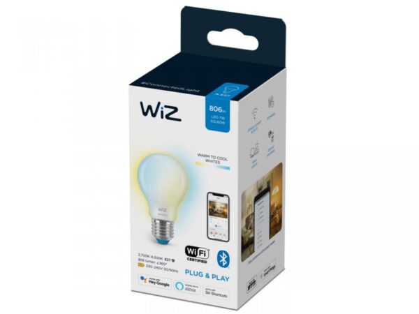 Bec LED inteligent WiZ Connected Whites A60, Wi-Fi, E27, 7W