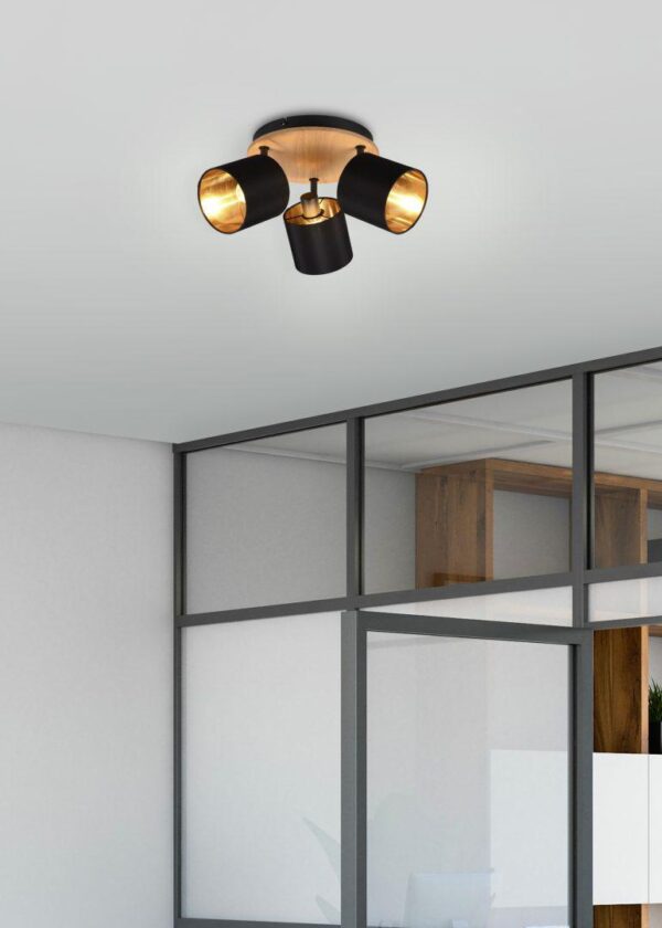 Spot Triplu Reality TOMMY, excl.3xE14, suport imitatie lemn, Ø 46cm - Image 6