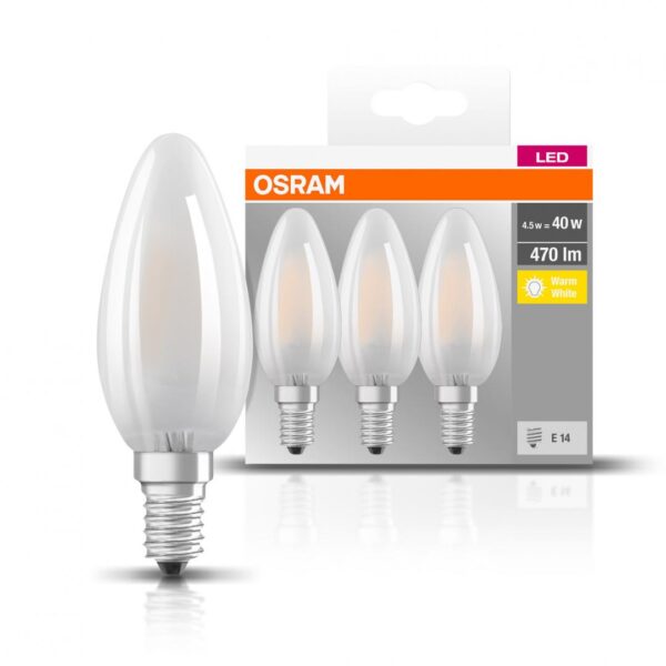 3 Becuri LED Osram Base Classic B, E14, 4W (40W),