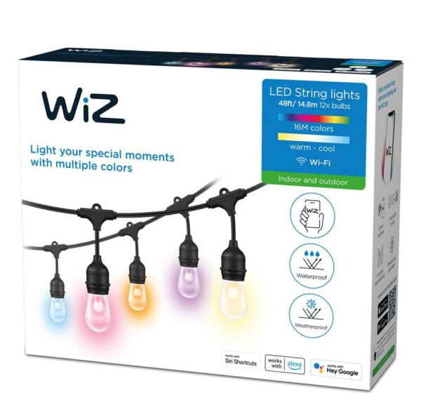 Ghirlanda inteligenta LED RGB pentru exterior Philips WIZ, 12 becuri