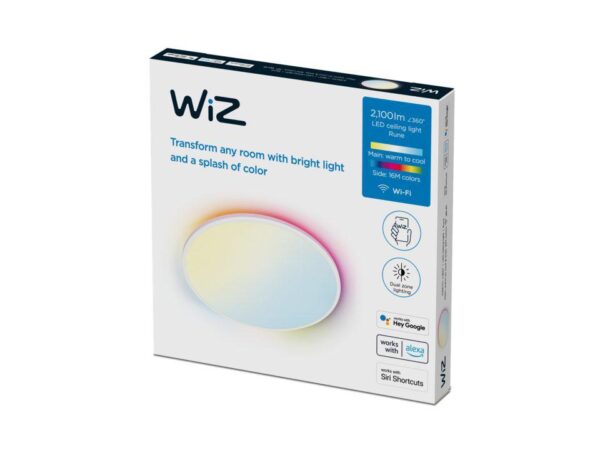 Plafoniera LED RGB WiZ Rune, Wi-Fi, Bluetooth, control vocal, 21W,