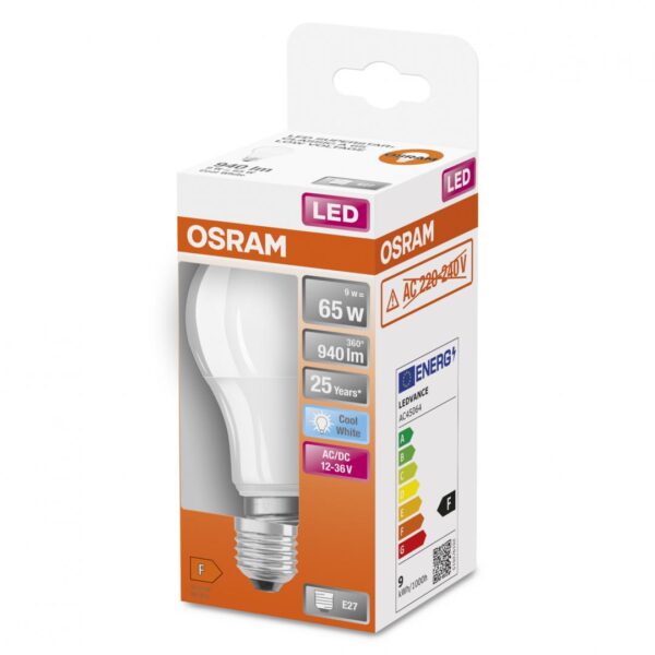 Bec LED Osram Classic A60, E27, 12-36V AC/DC, 9W (65W),