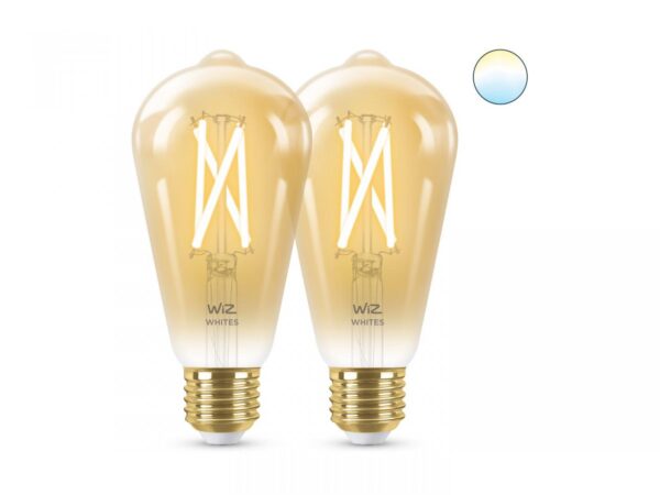 2 Becuri LED inteligente vintage (decorative) WiZ Connected Filament Gold