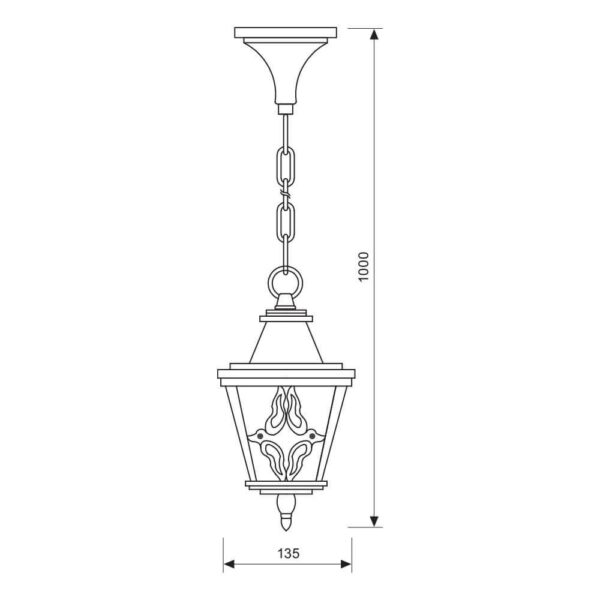 Pendul tip felinar Vivalux LYON, E27, max 1x60W, IP44, 145x145x1000mm, - Image 3