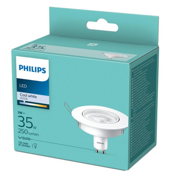 Bec LED spot Philips, GU10, 3W (35W), 250 lm, lumina