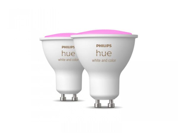 2 Becuri LED RGB inteligente Philips Hue Spot, Bluetooth, GU10,