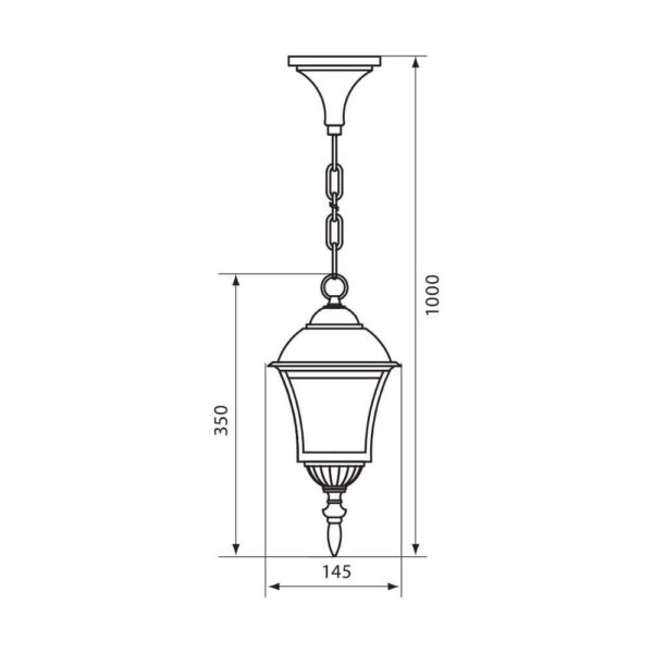 Pendul tip felinar Vivalux SOFIA, E27, max 1x60W, IP44, 145x145x1000mm, - Image 3