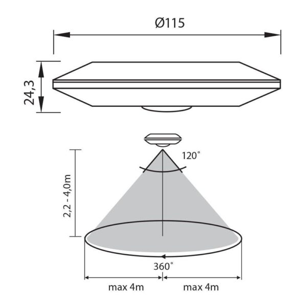 Senzor de miscare aplicat IR Vivalux BRAVO, 230V, IP20, Ø115x24.3mm, - Image 3