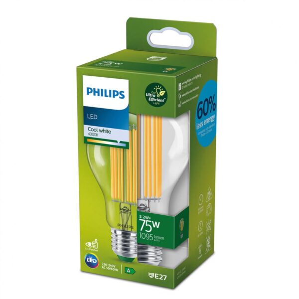Bec LED Philips Classic A70, Ultra Efficient Light, E27, 5.2W - Image 3