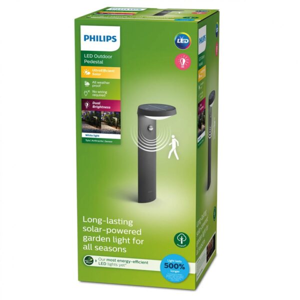 Stalp LED solar pentru exterior cu senzor de miscare Philips