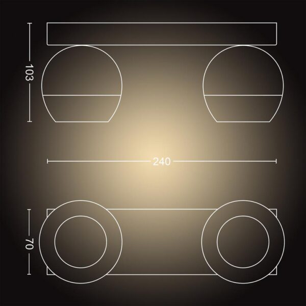 Spot LED Dublu Philips Hue Buckram, Bluetooth, 2xGU10, 2x5W, 700 - Image 3