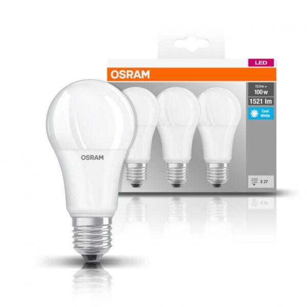 3 Becuri LED Osram Base Classic A, E27, 13W (100W),