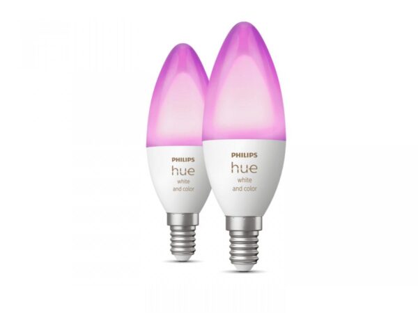 2 Becuri LED RGB inteligente Philips Hue B39, Bluetooth, E14,