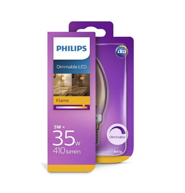 Bec LED Philips B35, E14, 5.5W (35W), 410 lm, lumina