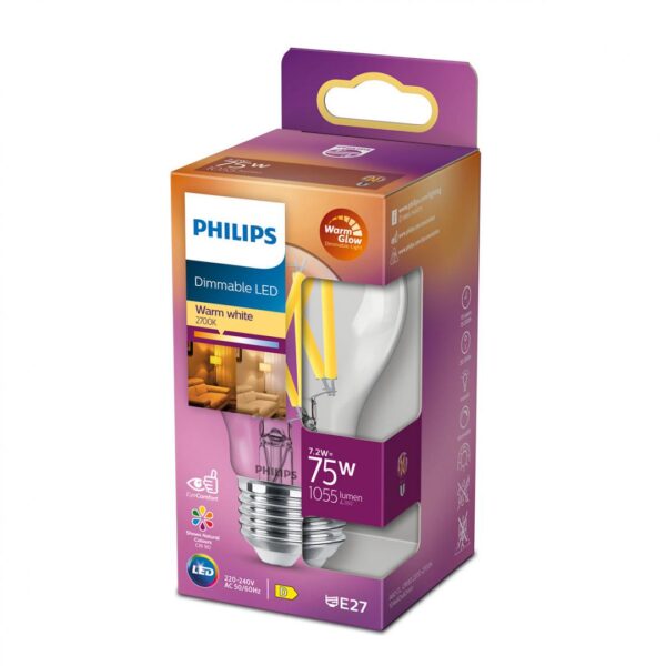 Bec LED Philips Classic A60, EyeComfort, E27, 7.2W (75W), 1055 - Image 3