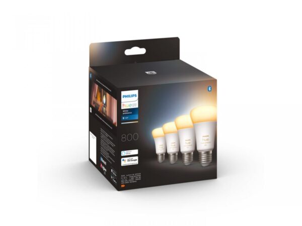 4 Becuri LED inteligente Philips Hue A60, Bluetooth, E27, 6W