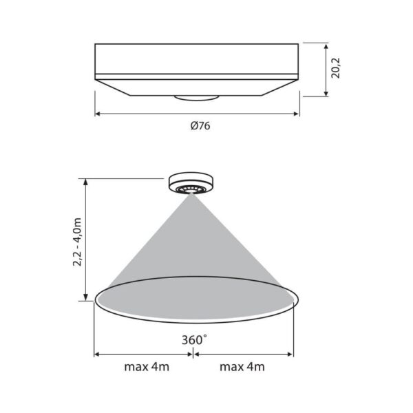 Senzor de miscare aplicat IR Vivalux ROGER, 230V, IP20, Ø76x20.2mm, - Image 3