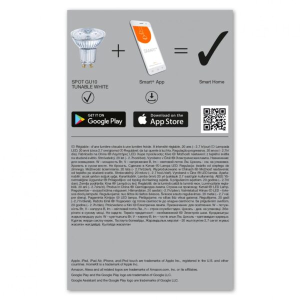 3 Becuri LED inteligente Ledvance SMART+ WiFi SPOT Tunable White, - Image 3