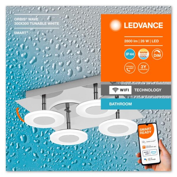 Plafoniera LED inteligenta pentru baie Ledvance SMART+ Wifi Orbis Square
