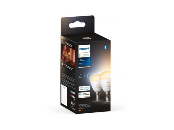 2 Becuri LED inteligente Philips Hue P45, Bluetooth, E14, 5.1W, - Image 4