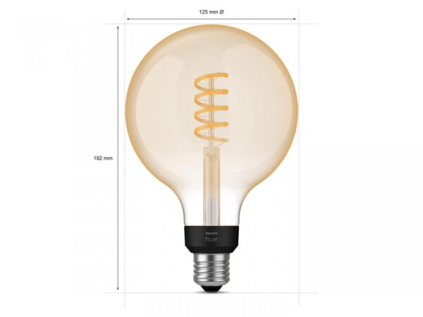 Bec LED inteligent vintage (decorativ) Philips Hue Filament Glob G125,