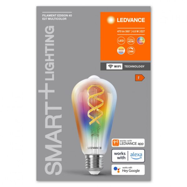 Bec LED RGB inteligent Ledvance SMART+ WiFi Filament Edison, E27,