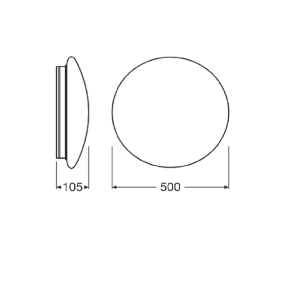Plafoniera LED Ledvance SURFACE CIRCULAR 500 POWER SELECT, 42/30/19 W,3500/2500/1500
